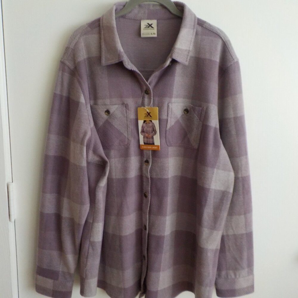 Zeroxposur Fleece Shirt Jacket - New w/Tags - X-Large Purple Plaid Button (713)